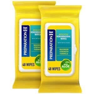 2 pack preparation H medicated hemorrhoidal wipes 09/2025